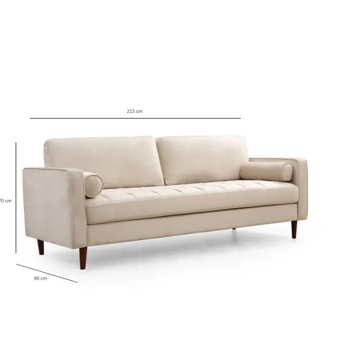 Rom (215 x 90 x 70 cm) 3-sitssoffa Beige