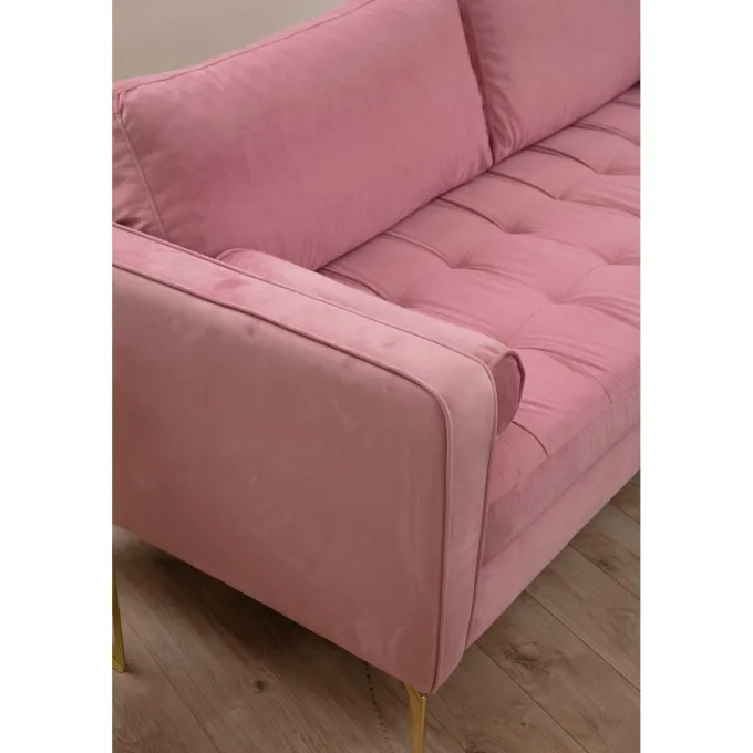 Rom (215 x 90 x 70 cm) 3-sitssoffa Dammig rosa