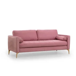 Rom (215 x 90 x 70 cm) 3-sitssoffa Dammig rosa
