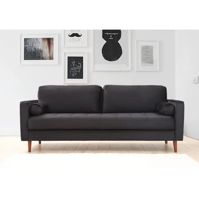 Rom (215 x 90 x 70 cm) 3-sitssoffa Svart ek