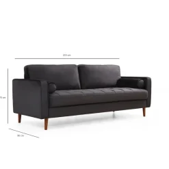 Rom (215 x 90 x 70 cm) 3-sitssoffa Svart ek