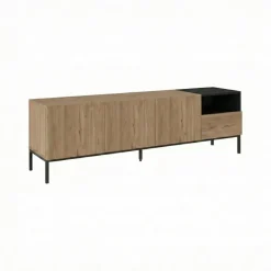Salvador 180 (180 x 55 x 41,8 cm) TV-bänk Naturlig ekträ svart sandsten