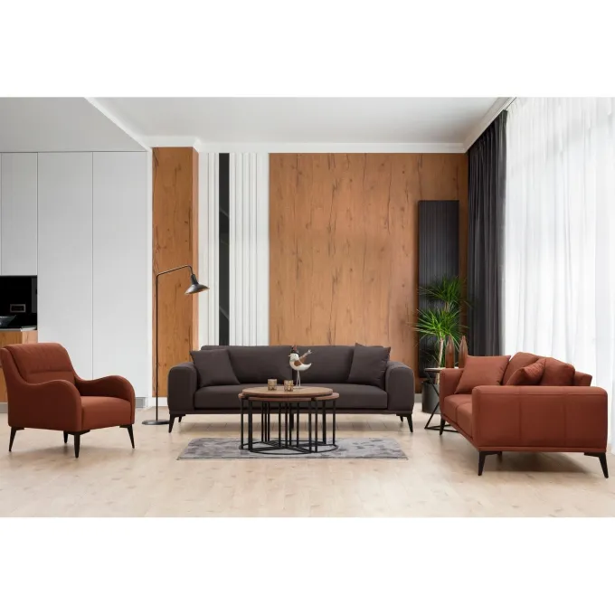 Sapporo 3 (235 x 90 x 80 cm) 3-sitssoffa Rio-röd