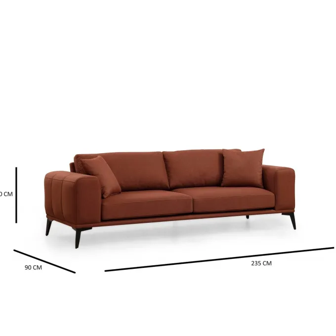 Sapporo 3 (235 x 90 x 80 cm) 3-sitssoffa Rio-röd