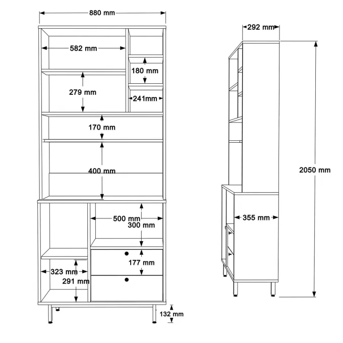 Sapporo Wide Hylla Ek antracit