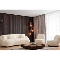 Siena Cream Bouclette (230 x 75 x 94 cm) Cream 3-sitssoffa