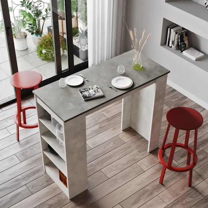 Stavro Bar (120 x 101,8 x 51,6 cm) Bardisk Grå