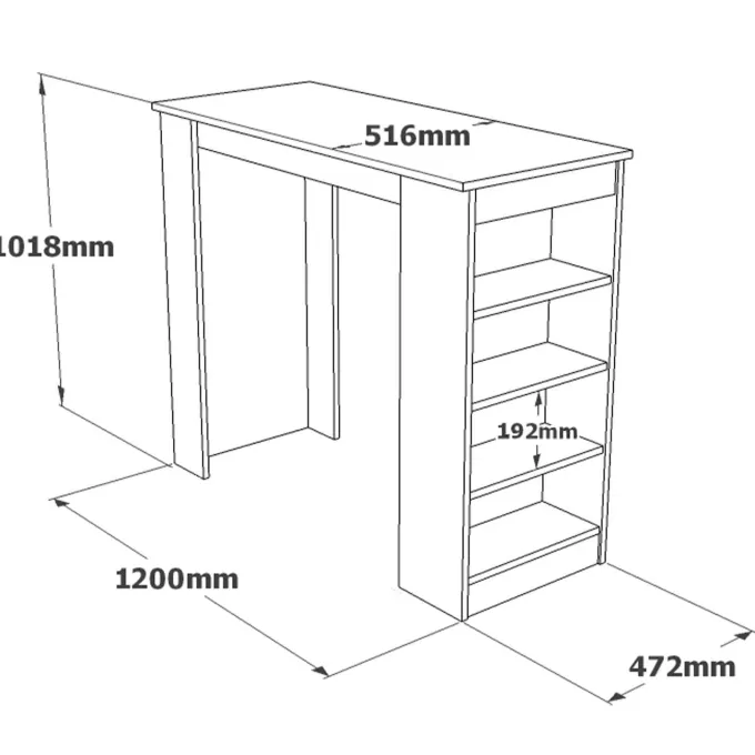 Stavro Bar (120 x 101,8 x 51,6 cm) Bardisk Grå