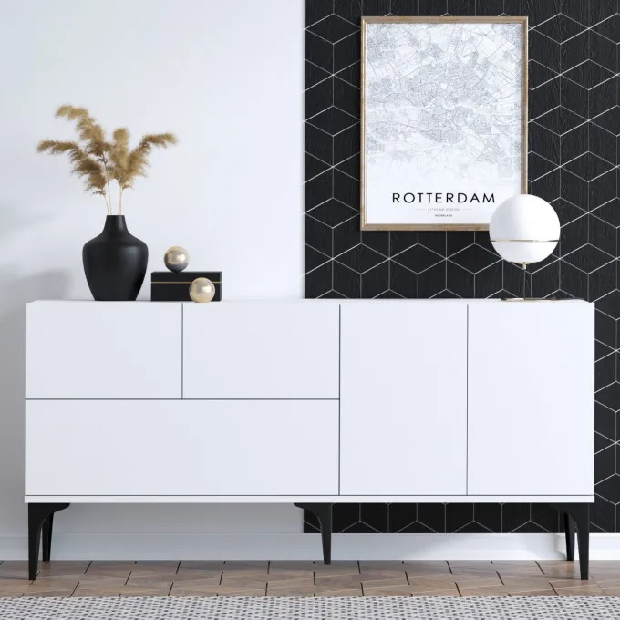 Surabaya (150 x 75 x 35 cm) Vit Svart Konsol