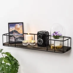 Syringa (60 x 10 x 15 cm) Svart mörk valnöt Vägghylla