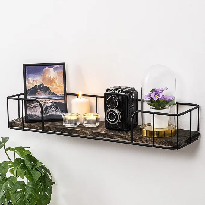 Syringa (60 x 10 x 15 cm) Svart mörk valnöt Vägghylla