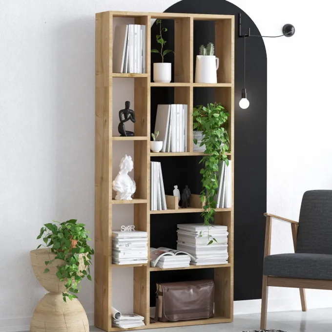 Tallinn (75 x 170 x 18 cm) Sapphire Oak Bokhylla