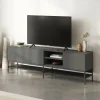Tallinn (180 x 55 x 35 cm) TV-bänk Antracit trä svart svart
