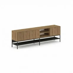 Tallinn (180 x 55 x 35 cm) TV-bänk Naturlig ekträ svart svart