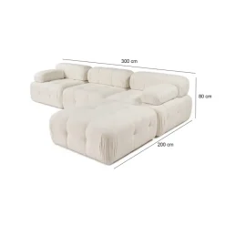 Tallinn 3-sits med puff (300-200 x 100 x 80 cm) Hörnsoffa Creme