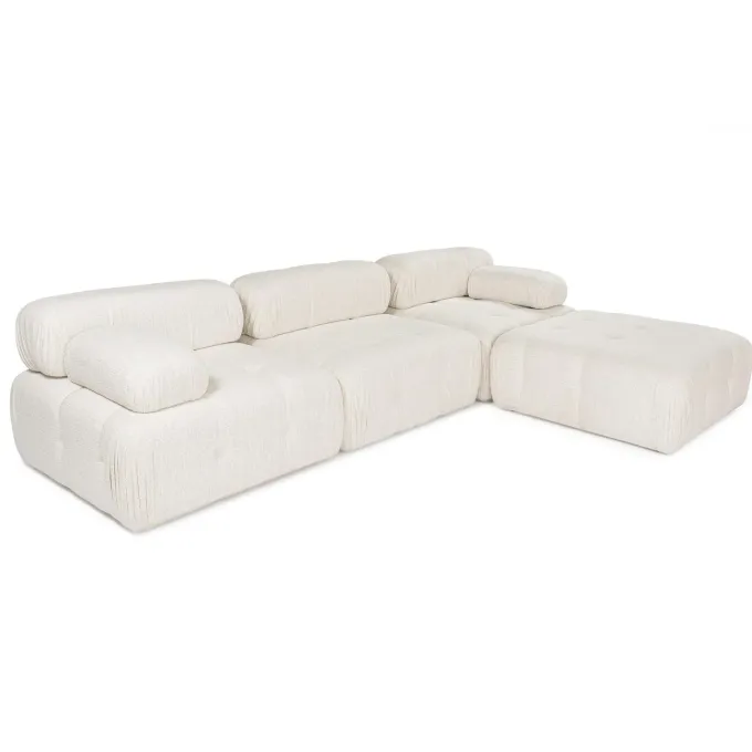 Tallinn 3-sits med puff (300-200 x 100 x 80 cm) Hörnsoffa Creme