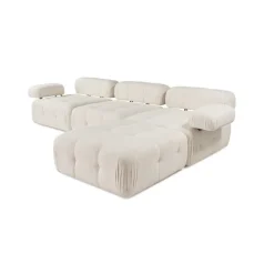 Tallinn 3-sits med puff (300-200 x 100 x 80 cm) Hörnsoffa Creme