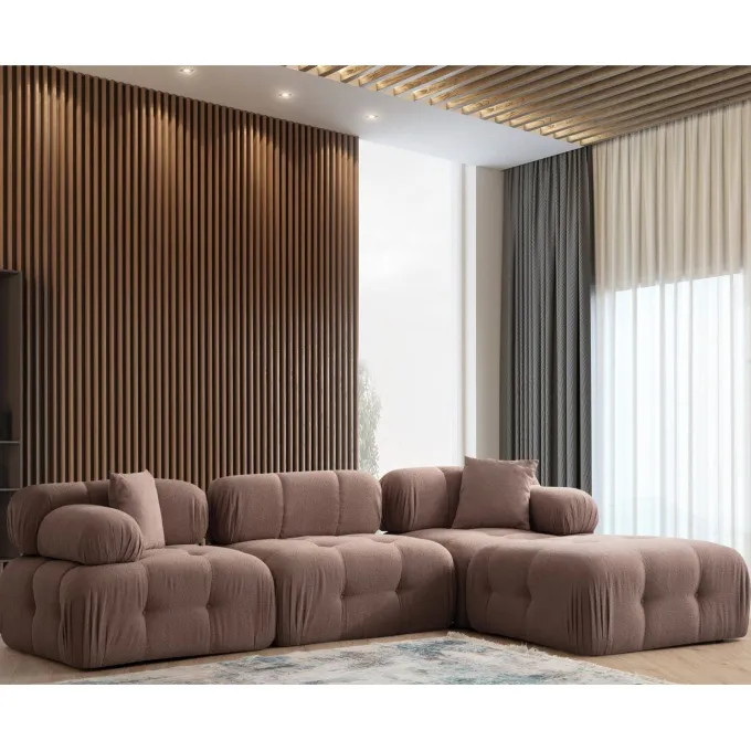 Tallinn 3-sits med puff (300-200 x 100 x 80 cm) Hörnsoffa Cappuccino