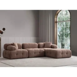 Tallinn 3-sits med puff (300-200 x 100 x 80 cm) Hörnsoffa Cappuccino