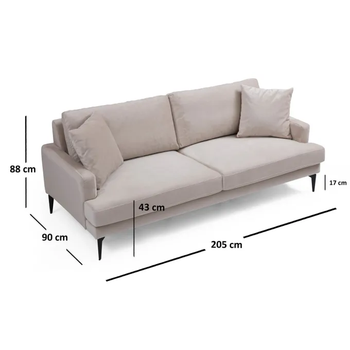 Tbilisi 3-sits (205 x 90 x 88 cm) 3-sitssoffa Beige