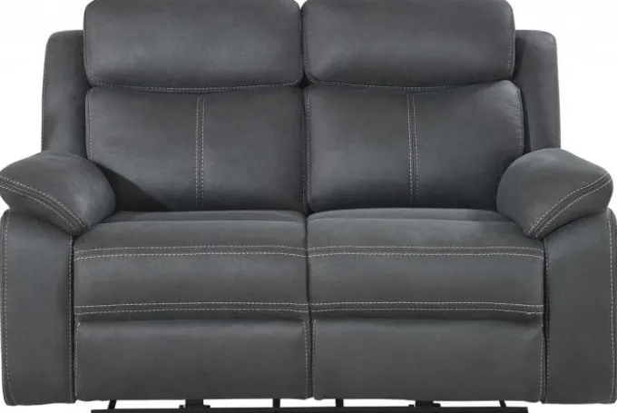 Teddy 2-Sits Reclinersoffa Grått Microfibertyg