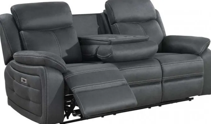 Teddy 3-Sits Reclinersoffa Grått Microfibertyg