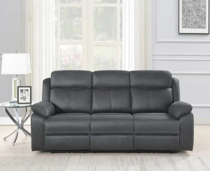 Teddy 3-Sits Reclinersoffa Grått Microfibertyg