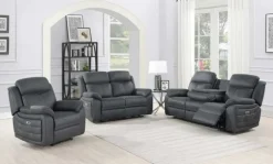 Teddy 3-Sits Reclinersoffa Grått Microfibertyg