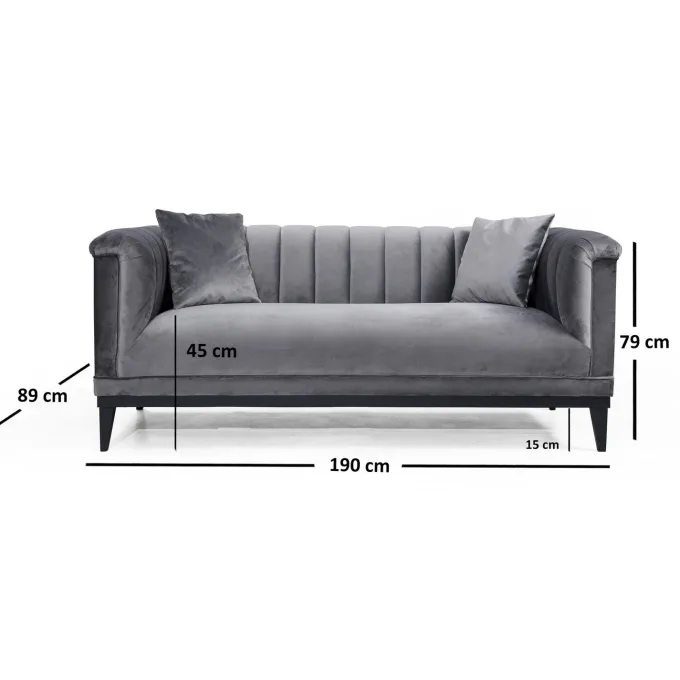 Trendy (190 x 79 x 89 cm) Mörkgrå 2-sitssoffa
