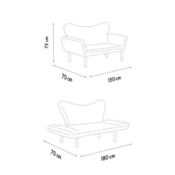 Tunis (150 x 70 x 75 cm) Creme 2-sits bäddsoffa