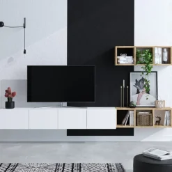 TV-bänk Serie 1 (215 x 25 x 32 cm) Vit ek TV-bänk