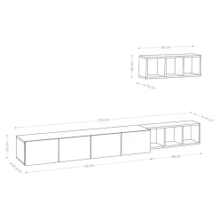 TV-bänk Serie 1 (215 x 25 x 32 cm) Vit ek TV-bänk
