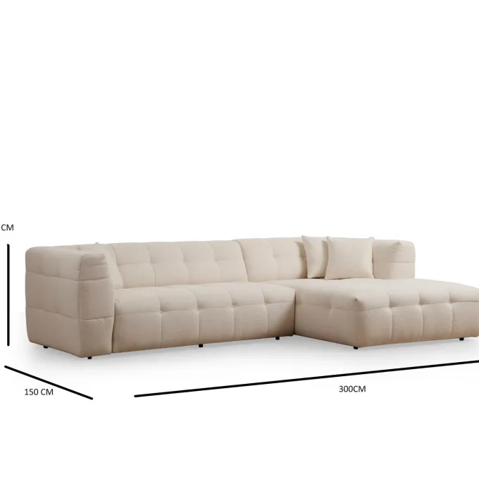 Vaduz Corner (300-150 x 100 x 72 cm) Beige Hörnsoffa Höger