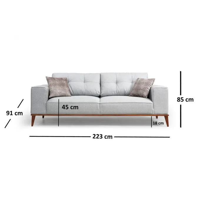 Valparaiso 3-sits (223 x 91 x 85 cm) Grå 3-sits bäddsoffa