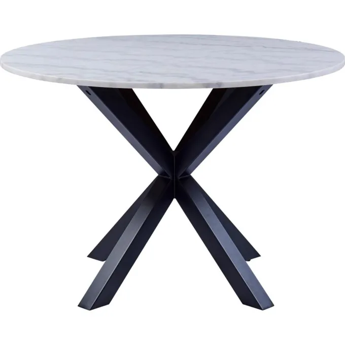 Verdun Matbord Rund 110 cm Vit Marmor