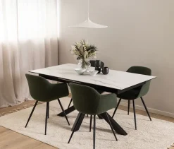 Verdun Matbord 90x160-210 cm Vit Keramik