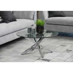 Verdun Soffbord Rund 82 cm Glas/Krom