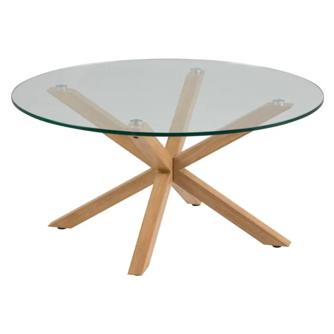 Verdun Soffbord Rund 82 cm Glas/Ek