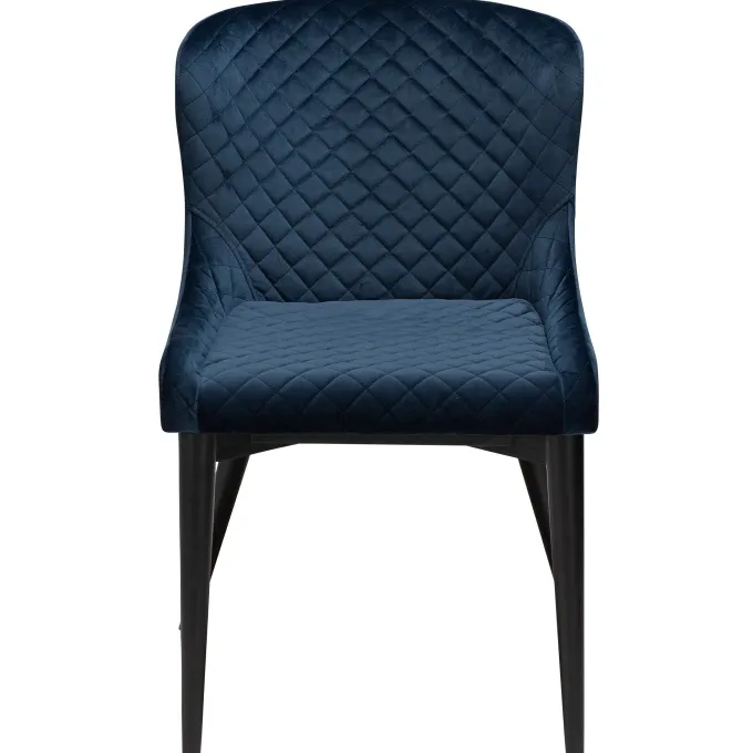 Vetro Stol Midnight Blue Velvet, Black Oak
