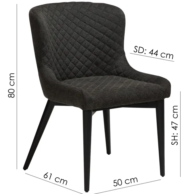 Vetro Stol Midnight Blue Velvet, Black Oak