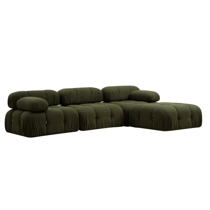Vienna Beige L1-O1-1R-PUF (288 x 95 x 75 cm) Hörnsoffa Grön