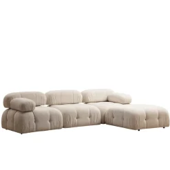 Vienna Beige L1-O1-1R-PUF (288 x 95 x 75 cm) Hörnsoffa Creme