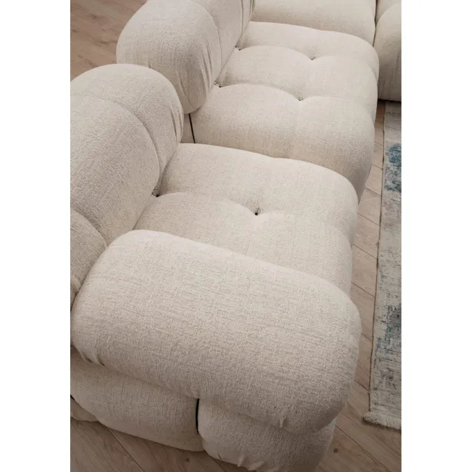 Vienna Beige L1-O1-1R-PUF (288 x 95 x 75 cm) Hörnsoffa Creme