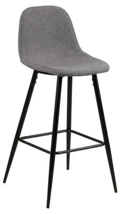Wilma Barstol Hög Sawana tyg Ljusgrå/Svart