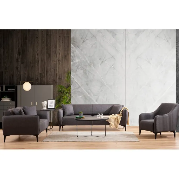 Windhoek (220 x 67 x 95 cm) Mörkgrå 3-sitssoffa