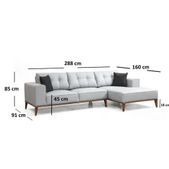 Windhoek Corner (288-160 x 91 x 85 cm) Hörnsoffbädd Höger