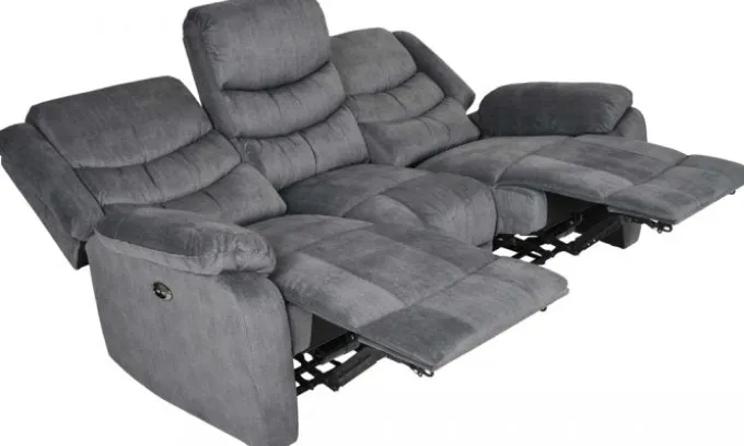 Winfield 3-Sits Reclinersoffa Grått Tyg