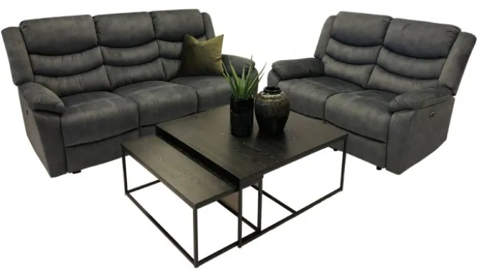 Winfield 3-Sits Reclinersoffa Grått Tyg