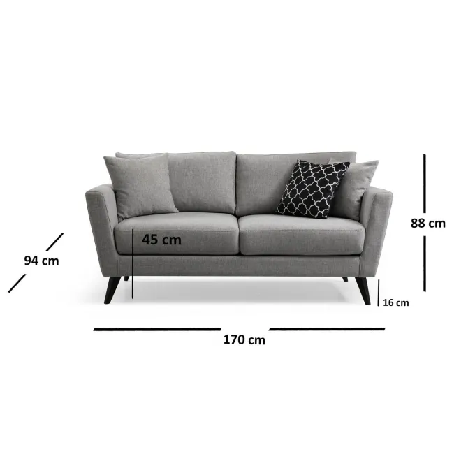 Zanzibar 2-sits (170 x 94 x 88 cm) Grå 2-sitssoffa