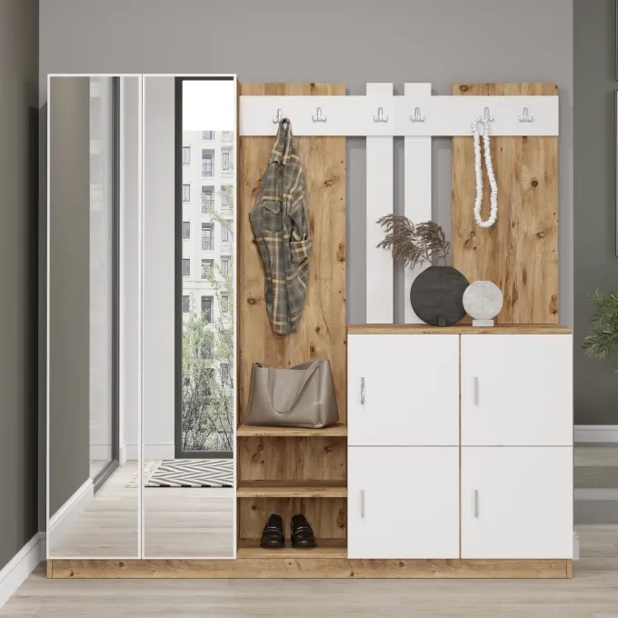 Zelino (187,2 x 180 x 37,5 cm) Hallstativ Atlantisk furu Vit